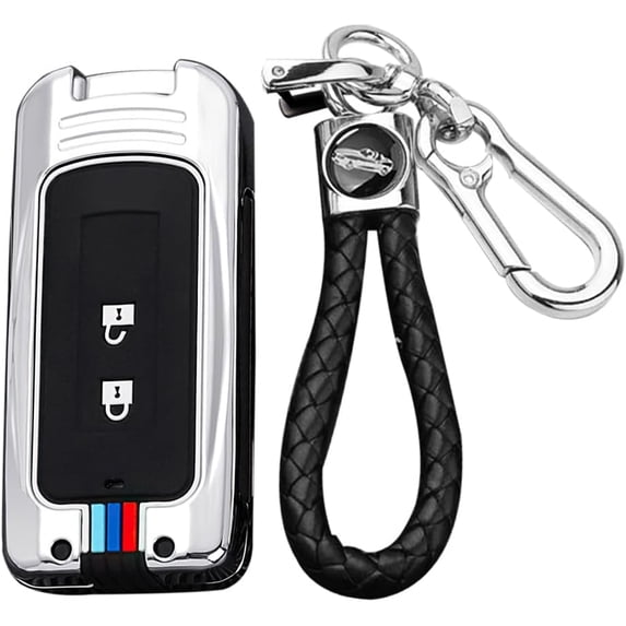 Key Fob Cover Compatible with Mitsubishi Outlander Sport Eclipse Cross ASX Mirage RVR Lancer Fortis Ex 2 Button Keychain Case Holder Protector,2 button-Silver