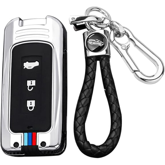 Key Fob Cover Compatible with Mitsubishi Outlander Sport Eclipse Cross ASX Mirage RVR Lancer Fortis Ex 2 Button Keychain Case Holder Protector,3 button-Silver