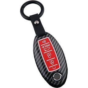 Key Fob Cover Compatible with Nissan Altima Maxima Murano Pathfinder Rogue Armada Infiniti EX35 FX35 FX37 FX50 G25 G35 G37 Q60 Q70 QX56 QX60 QX70 2019-2024 5 Button Keychain Case Holder Protector,Red