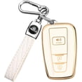 thumbnail image 1 of Key Fob Cover Compatible with Toyota 4Runner CHR RAV4 Camry Corolla Avalon Prius Highlander GT86 2016-2024 3 Button Keychain Case Holder Protector,White, 1 of 6