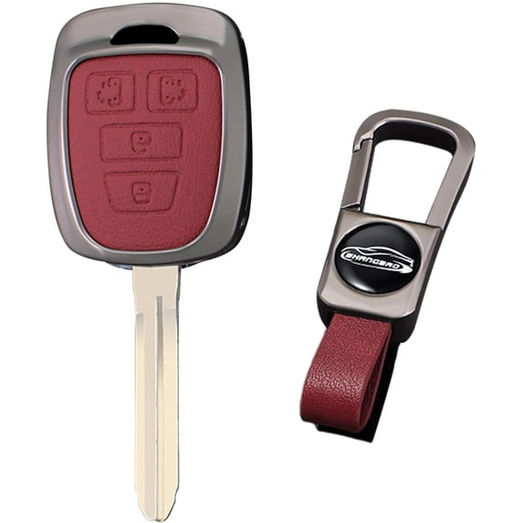 Key Fob Cover Compatible with Toyota 4Runner Corolla Cross Tacoma Tundra RAV4 Highlander Sequoia Prius 2012-2024 Leather 3 Button Keychain Case Holder Protector