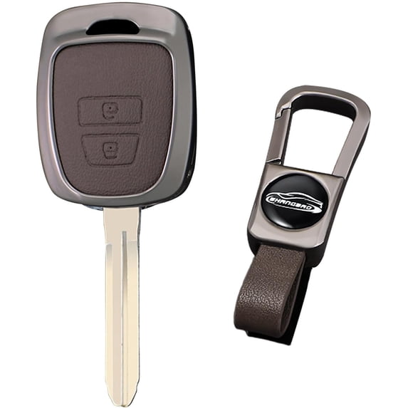Key Fob Cover Compatible with Toyota 4Runner Corolla Cross Tacoma Tundra RAV4 Highlander Sequoia Prius 2012-2024 Leather 3 Button Keychain Case Holder Protector,2 Button Brown