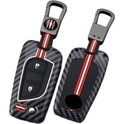 Key Fob Cover Compatible with Toyota Auris Prius Corolla Altis Avensis Verso Yaris Aygo Camry Highlander RAV4 Fortuner 3 Button Keychain Case Holder Protector,2 Buttons Red White