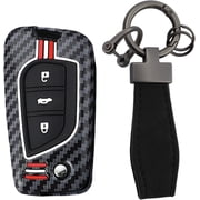 Key Fob Cover Compatible with Toyota Auris Prius Corolla Altis Avensis Verso Yaris Aygo Camry SE/LE RAV4 LE Highlander Fortuner 2012-2026 4 Button Keychain Case Holder Protector,3 Buttons Red White