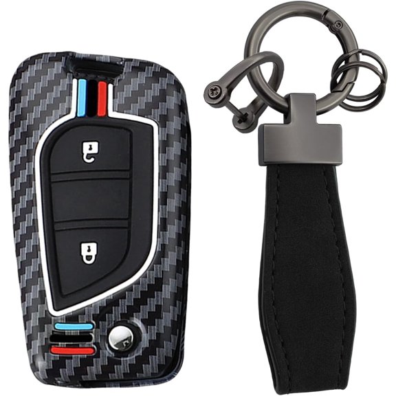 Key Fob Cover Compatible with Toyota Auris Prius Corolla Altis Avensis Verso Yaris Aygo Camry SE/LE RAV4 LE Highlander Fortuner 2012-2026 4 Button Keychain Case Holder Protector,2 Buttons Red Blue