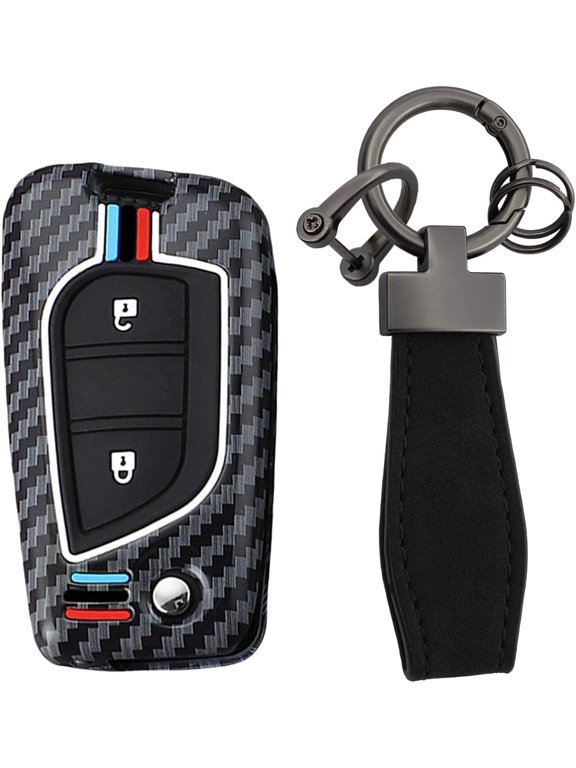 Key Fob Cover Compatible with Toyota Auris Prius Corolla Altis Avensis Verso Yaris Aygo Camry SE/LE RAV4 LE Highlander Fortuner 2012-2026 4 Button Keychain Case Holder Protector,2 Buttons Red Blue