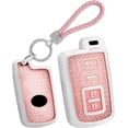 thumbnail image 1 of Key Fob Cover Compatible with Toyota Avalon Tacoma Tundra 4Runner Prius RAV4 Camry Highlander Sequoia Corolla 2012-up 4 Button Keychain Case Holder Protector,Keychain-B-pink, 1 of 8