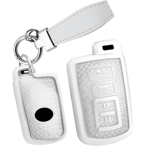Key Fob Cover Compatible with Toyota Avalon Tacoma Tundra 4Runner Prius RAV4 Camry Highlander Sequoia Corolla 2012-up 4 Button Keychain Case Holder Protector,Keychain-A-silver