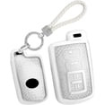 thumbnail image 1 of Key Fob Cover Compatible with Toyota Avalon Tacoma Tundra 4Runner Prius RAV4 Camry Highlander Sequoia Corolla 2012-up 4 Button Keychain Case Holder Protector,Keychain-B-silver, 1 of 8