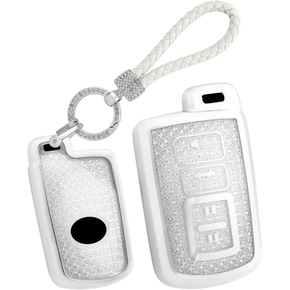 Key Fob Cover Compatible with Toyota Avalon Tacoma Tundra 4Runner Prius RAV4 Camry Highlander Sequoia Corolla 2012-up 4 Button Keychain Case Holder Protector,Keychain-B-silver