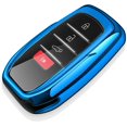 thumbnail image 1 of Key Fob Cover Compatible with Toyota Camry 4Runner Land Cruiser Mirai Venza RAV4 Sienna Tacoma Corolla Highlander Grand Highlander Prius Sequoia Fortuner 2018-2026 4 Button Keychain,Blue, 1 of 6