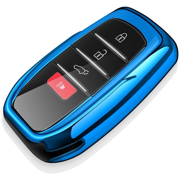 Key Fob Cover Compatible with Toyota Camry 4Runner Land Cruiser Mirai Venza RAV4 Sienna Tacoma Corolla Highlander Grand Highlander Prius Sequoia Fortuner 2018-2026 4 Button Keychain,Blue