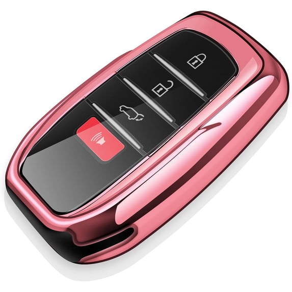 Key Fob Cover Compatible with Toyota Camry 4Runner Land Cruiser Mirai Venza RAV4 Sienna Tacoma Corolla Highlander Grand Highlander Prius Sequoia Fortuner 2018-2026 4 Button Keychain,Pink