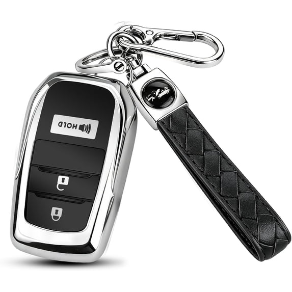 Key Fob Cover Compatible with Toyota Camry 4Runner RAV4 Tundra Tacoma Corolla Grand Highlander 2025-2026 3/4 Button TPU Keychain Case Holder Protector,Silver