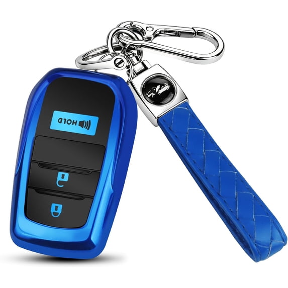 Key Fob Cover Compatible with Toyota Camry 4Runner RAV4 Tundra Tacoma Corolla Grand Highlander 2025-2026 3/4 Button TPU Keychain Case Holder Protector,blue
