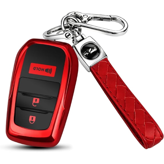 Key Fob Cover Compatible with Toyota Camry 4Runner RAV4 Tundra Tacoma Corolla Grand Highlander 2025-2026 3/4 Button TPU Keychain Case Holder Protector,red