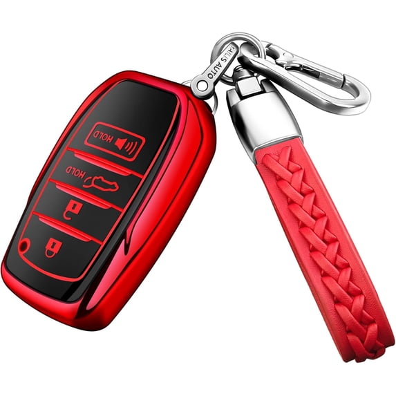 Key Fob Cover Compatible with Toyota Camry 4Runner Venza RAV4 Prime Land Cruiser Grand Highlander Tacoma Corolla Prius Crown Tundra Hilux Mirai 2016-2026 4/5 Button Keychain Case Holder Protector,Red