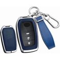 thumbnail image 1 of Key Fob Cover Compatible with Toyota Camry Corolla Cross Tundra Highlander Land Cruiser Grand Highlander Prius 2019-2026 4 Button Keychain Case Holder Protector,A Keychain Silver Blue, 1 of 9