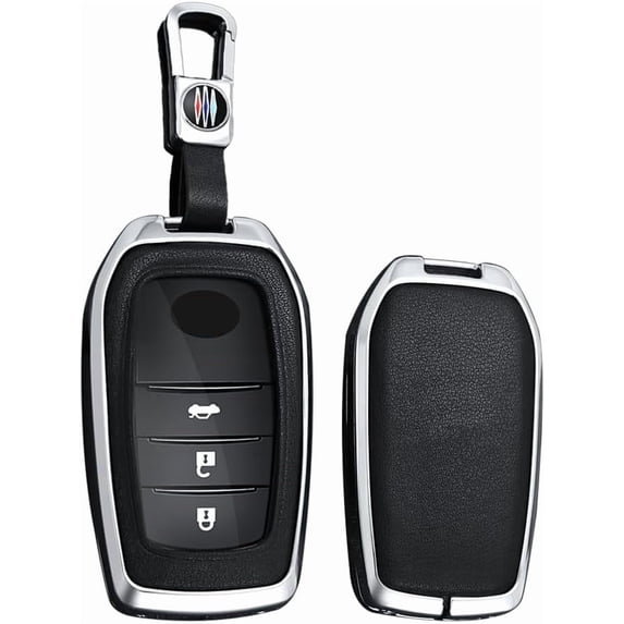 Key Fob Cover Compatible with Toyota Camry Corolla Cross Tundra Highlander Land Cruiser Grand Highlander Prius 2019-2026 4 Button Keychain Case Holder Protector,B Keychain Silver Black