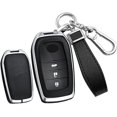 thumbnail image 1 of Key Fob Cover Compatible with Toyota Camry Corolla Cross Tundra Highlander Land Cruiser Grand Highlander Prius 2019-2026 4 Button Keychain Case Holder Protector,A Keychain Silver Black, 1 of 9