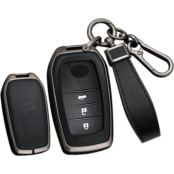 Key Fob Cover Compatible with Toyota Camry Highlander Land Cruiser Grand Highlander Prius 2019-2026 3/4/5/6 Button Keychain Case Holder Protector,A Keychain Gun Black