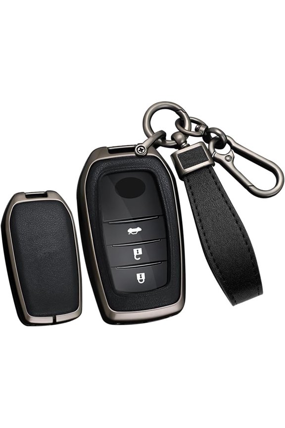 Key Fob Cover Compatible with Toyota Camry Highlander Land Cruiser Grand Highlander Prius 2019-2026 3/4/5/6 Button Keychain Case Holder Protector,A Keychain Gun Black