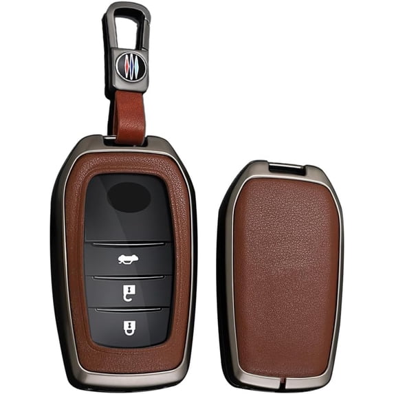 Key Fob Cover Compatible with Toyota Camry Highlander Land Cruiser Grand Highlander Prius 2019-2026 3/4/5/6 Button Keychain Case Holder Protector,B Keychain Gun Brown