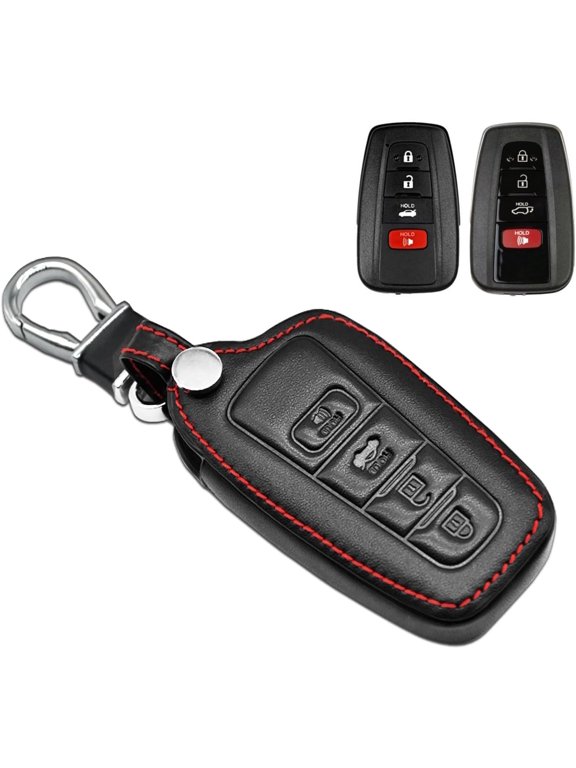 Key Fob Cover Compatible with Toyota Camry Highlander RAV4 Corolla 4Runner Mirai C-HR Prius Avalon 2018-2024 4 Button Keychain Case Holder Protector,Black
