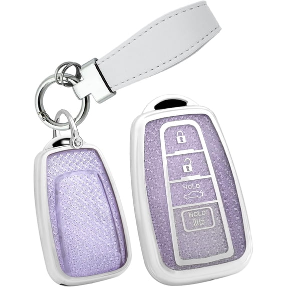Key Fob Cover Compatible with Toyota Camry Rav4 Corolla Corolla Cross Corolla Hatch Highlander 4Runner Land Cruiser Tundra 2019-2026 4 Button Keychain Case Holder Protector,Keychain-B-purple