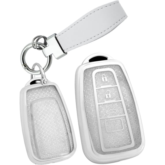 Key Fob Cover Compatible with Toyota Camry Rav4 Corolla Corolla Cross Corolla Hatch Highlander 4Runner Land Cruiser Tundra 2019-2026 4 Button Keychain Case Holder Protector,Keychain-B-silver