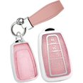 thumbnail image 1 of Key Fob Cover Compatible with Toyota Camry Rav4 Corolla Corolla Cross Corolla Hatch Highlander 4Runner Land Cruiser Tundra 2019-2026 4 Button Keychain Case Holder Protector,Keychain-B-pink, 1 of 8
