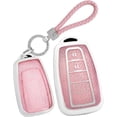 thumbnail image 1 of Key Fob Cover Compatible with Toyota Camry Rav4 Corolla Corolla Cross Corolla Hatch Highlander 4Runner Land Cruiser Tundra 2019-2026 4 Button Keychain Case Holder Protector,Keychain-A-pink, 1 of 8