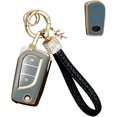 thumbnail image 1 of Key Fob Cover Compatible with Toyota Camry SE/LE 2018-2024 Corolla SE/LE 2019-2025 Highlander C-HR Fortuner 4 Button Keychain Case Holder Protector,2 Buttons Gold Gray, 1 of 6