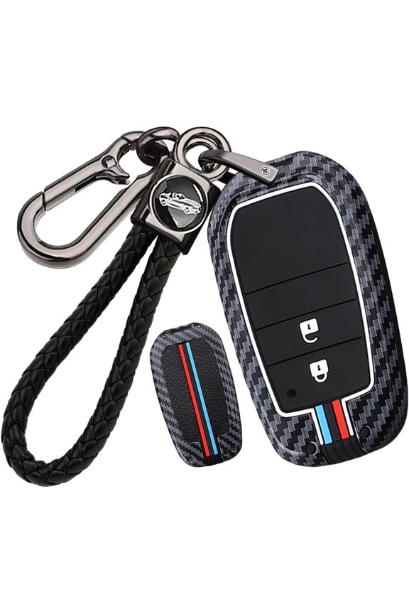 Key Fob Cover Compatible with Toyota Corolla RAV4 Prime Camry Hilux Vellfire Alphard Fortuner Innova Mirai Venza Land Cruiser GT86 4 Button Keychain Case Holder Protector,2 Buttons Red Blue