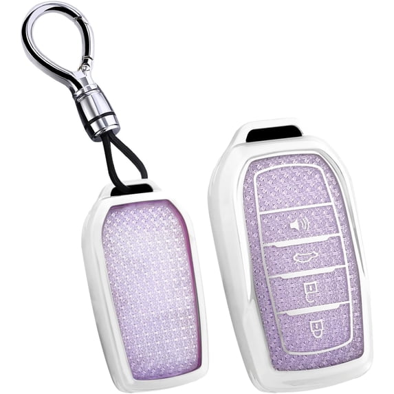 Key Fob Cover Compatible with Toyota Fortuner RAV4 Prime Tacoma Camry XSE Corolla Cross Land Cruiser CHR Hilux Tundra Highlander Grand Highlander Crown 2016-2026 4 Button Keychain,A Purple