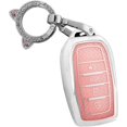 thumbnail image 1 of Key Fob Cover Compatible with Toyota Fortuner RAV4 Prime Tacoma Camry XSE Corolla Cross Land Cruiser CHR Hilux Tundra Highlander Grand Highlander Crown 2016-2026 4 Button Keychain,E Pink, 1 of 9