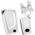 thumbnail image 1 of Key Fob Cover Compatible with Toyota Fortuner Tundra Camry RAV4 Highlander Corolla 2018-2024 3 Button Keychain Case Holder Protector,Butterfly keychain-White, 1 of 9