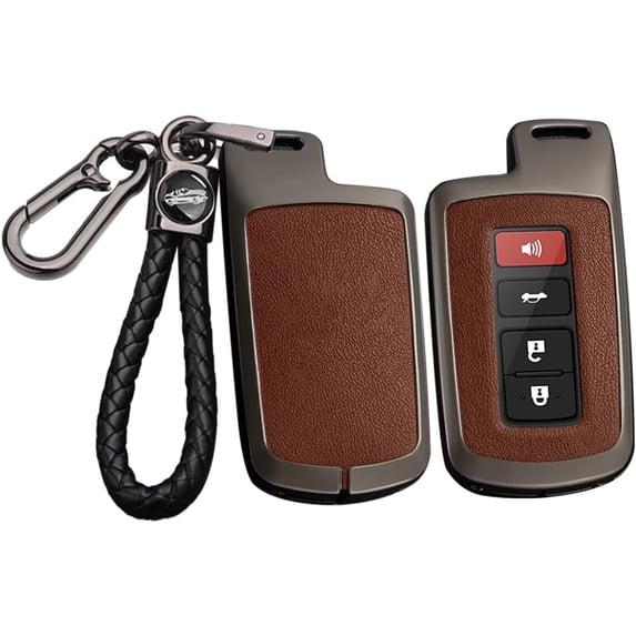 Key Fob Cover Compatible with Toyota Highlander Tacoma Corolla Sequoia Camry Tundra Avalon RAV4 4Runner C-HR 2012-2021 3/4 Button Keychain Case Holder Protector,Black-brown