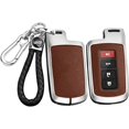 thumbnail image 1 of Key Fob Cover Compatible with Toyota Highlander Tacoma Corolla Sequoia Camry Tundra Avalon RAV4 4Runner C-HR 2012-2021 3/4 Button Keychain Case Holder Protector,Silver-brown, 1 of 7