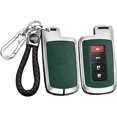 thumbnail image 1 of Key Fob Cover Compatible with Toyota Highlander Tacoma Corolla Sequoia Camry Tundra Avalon RAV4 4Runner C-HR 2012-2021 3/4 Button Keychain Case Holder Protector,Silver-green, 1 of 7