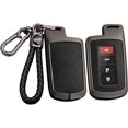 thumbnail image 1 of Key Fob Cover Compatible with Toyota Highlander Tacoma Corolla Sequoia Camry Tundra Avalon RAV4 4Runner C-HR 2012-2021 3/4 Button Keychain Case Holder Protector,Black, 1 of 7