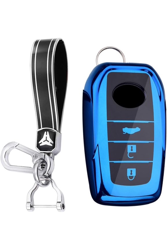Key Fob Cover Compatible with Toyota Hilux Innova Rav4 Fortuner Prado Camry CHR Corolla Highlander Land Cruiser 200 Crown Yaris Prius 2016-2025 TPU 3 Button Keychain Case Holder Protector,C Blue