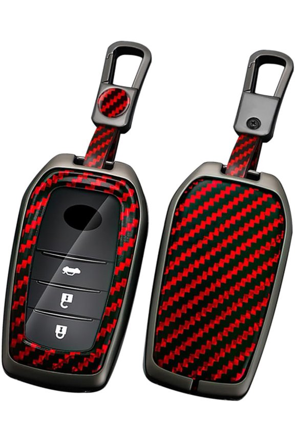 Key Fob Cover Compatible with Toyota Land Cruiser Mirai Venza RAV4 Prime Sienna Fortuner bZ4X Prius Corolla Cross 2019-2024 4 Button Keychain Case Holder Protector,1,Red