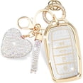thumbnail image 1 of Key Fob Cover Compatible with Toyota Land Cruiser Venza RAV4 4Runner Corolla Cross Grand Highlander Tundra Crown Tacoma Camry Keychain Case Holder Protector,Gold-white, 1 of 4