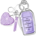 thumbnail image 1 of Key Fob Cover Compatible with Toyota Land Cruiser Venza RAV4 4Runner Corolla Cross Grand Highlander Tundra Crown Tacoma Camry Keychain Case Holder Protector,Silver-purple, 1 of 6