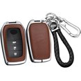 thumbnail image 1 of Key Fob Cover Compatible with Toyota Land Cruiser Venza RAV4 Prime Hilux Fortuner Tundra Corolla Cross Sequoia 2016-2023 4 Button Keychain Case Holder Protector,Silver-brown, 1 of 6