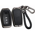 thumbnail image 1 of Key Fob Cover Compatible with Toyota Land Cruiser Venza RAV4 Prime Hilux Fortuner Tundra Corolla Cross Sequoia 2016-2023 4 Button Keychain Case Holder Protector,Black, 1 of 6