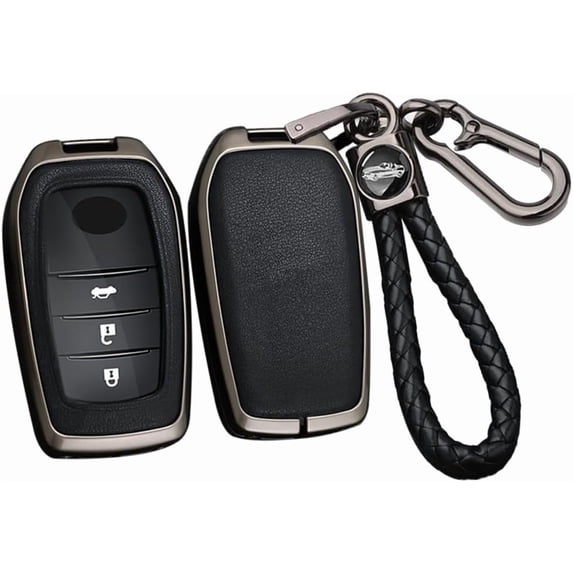 Key Fob Cover Compatible with Toyota Land Cruiser Venza RAV4 Prime Hilux Fortuner Tundra Corolla Cross Sequoia 2016-2023 4 Button Keychain Case Holder Protector,Black