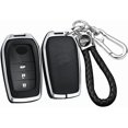 thumbnail image 1 of Key Fob Cover Compatible with Toyota Land Cruiser Venza RAV4 Prime Hilux Fortuner Tundra Corolla Cross Sequoia 2016-2023 4 Button Keychain Case Holder Protector,Silver-black, 1 of 6
