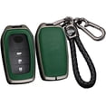 thumbnail image 1 of Key Fob Cover Compatible with Toyota Land Cruiser Venza RAV4 Prime Hilux Fortuner Tundra Corolla Cross Sequoia 2016-2023 4 Button Keychain Case Holder Protector,Black-green, 1 of 6